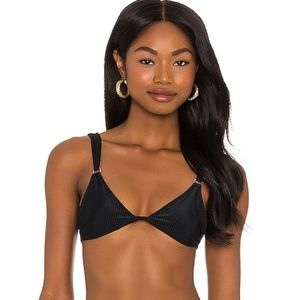 Alanza Black Textured Triangle Bikini Top Camila Coelho